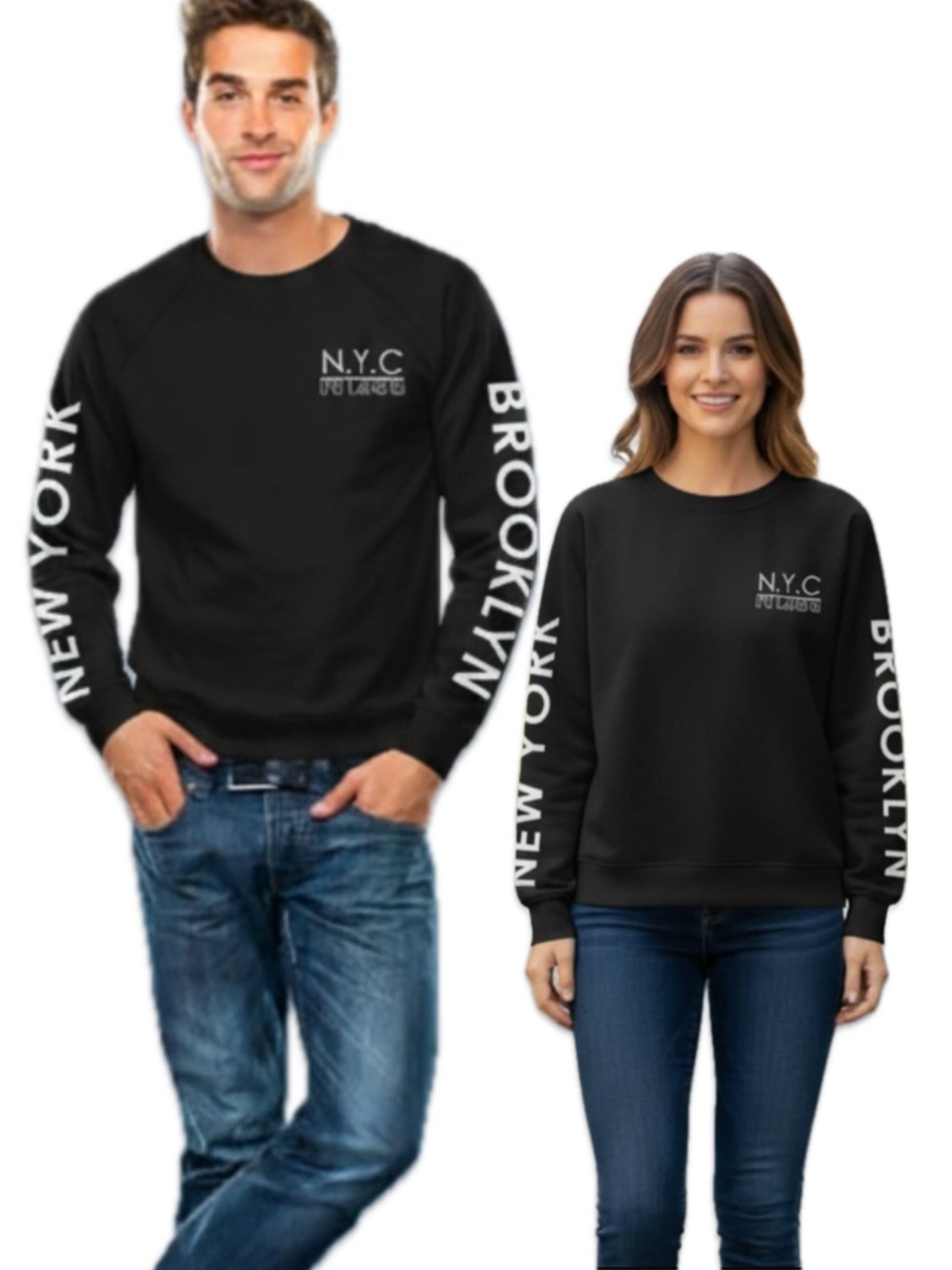 H&M NYC Brooklyn Graphic Crewneck Sweatshirt Cotton White Black Unisex Small